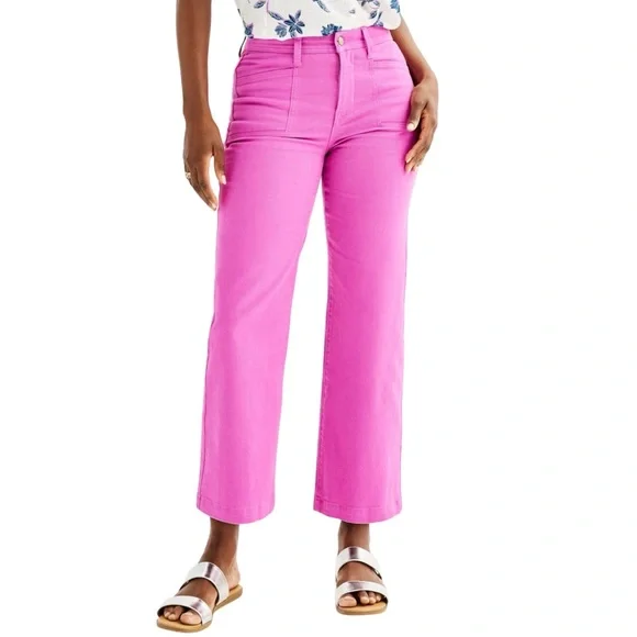 Women's Draper James Slash Pocket Wide Leg cropped Pants Orchid Size 4 NWT - Picture 1 of 10